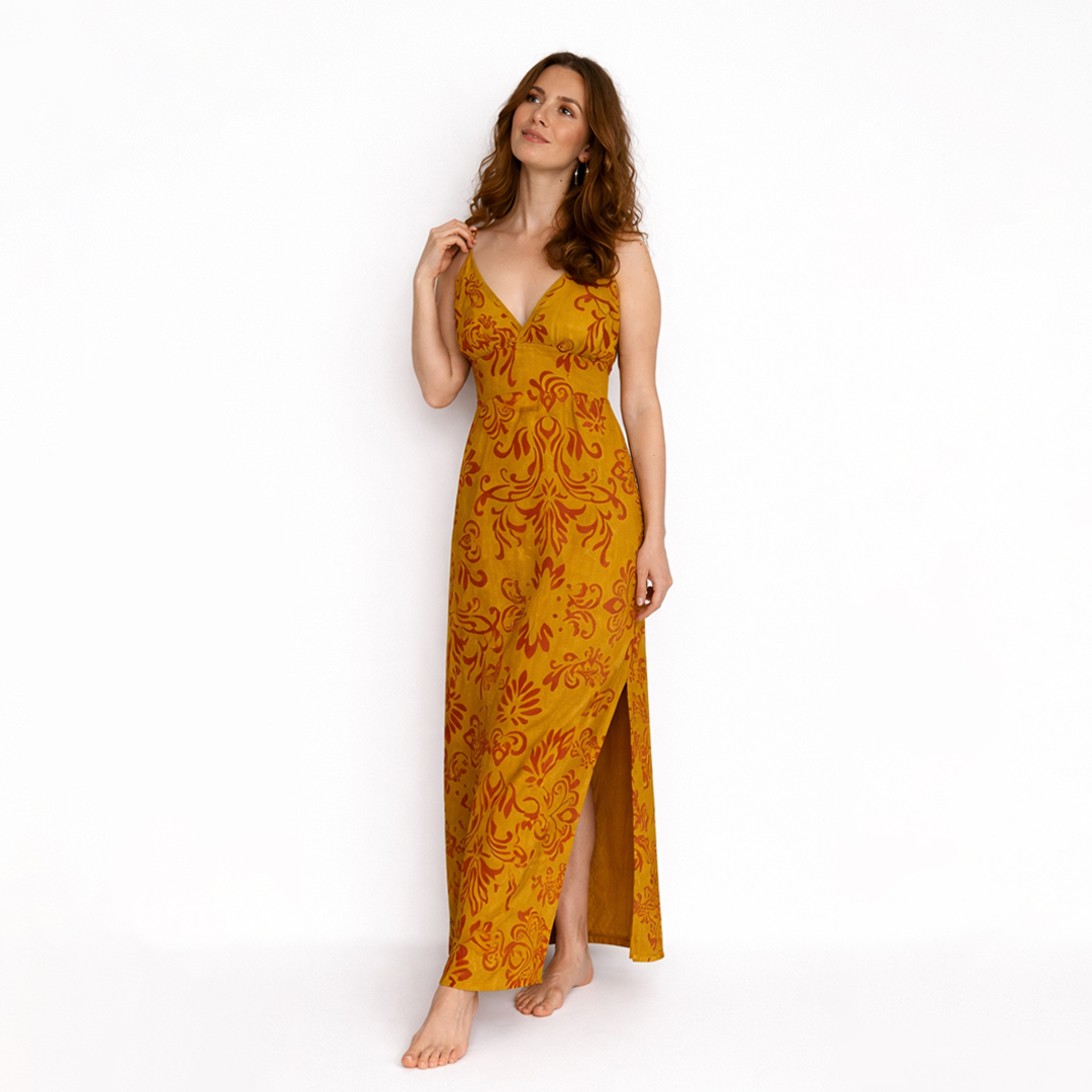 Selena Model Müslin Arkadan Bağcıklı Standart Elbise