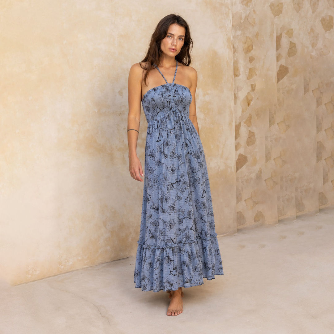 Luna Model Müslin Baskılı Elbise